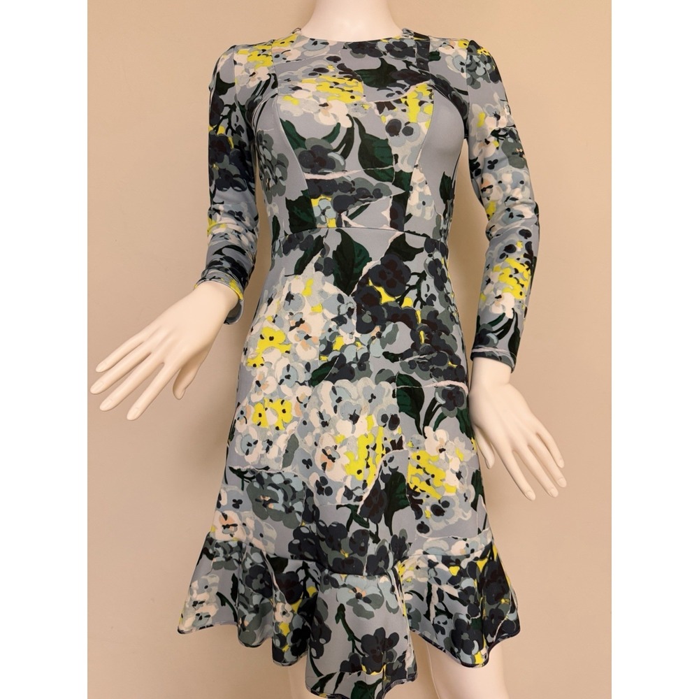 Erdem Judy Floral Print Tech Jersey‎ Mini Dress Sky Blue US 2